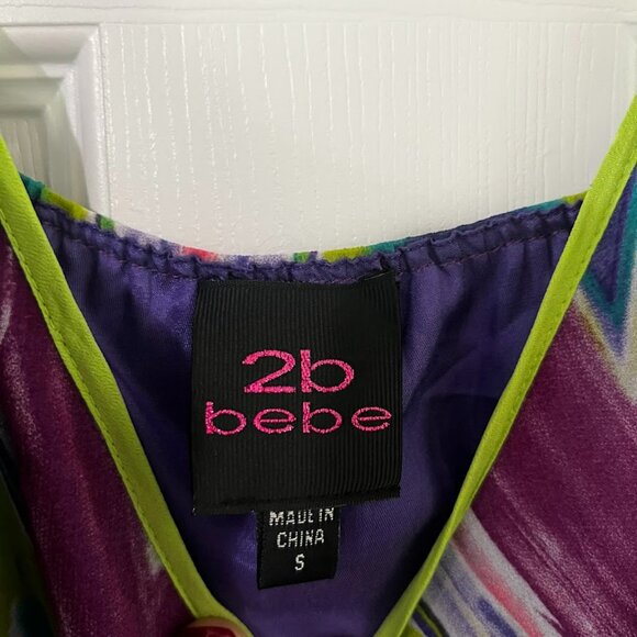 Bebe New Maxi Dress Purple and Green - Size S - Picture 4 of 6